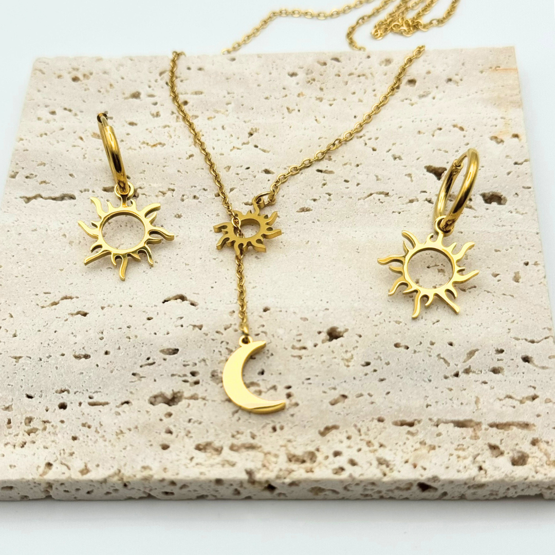 Conjunto collar + pendientes Moon Sun