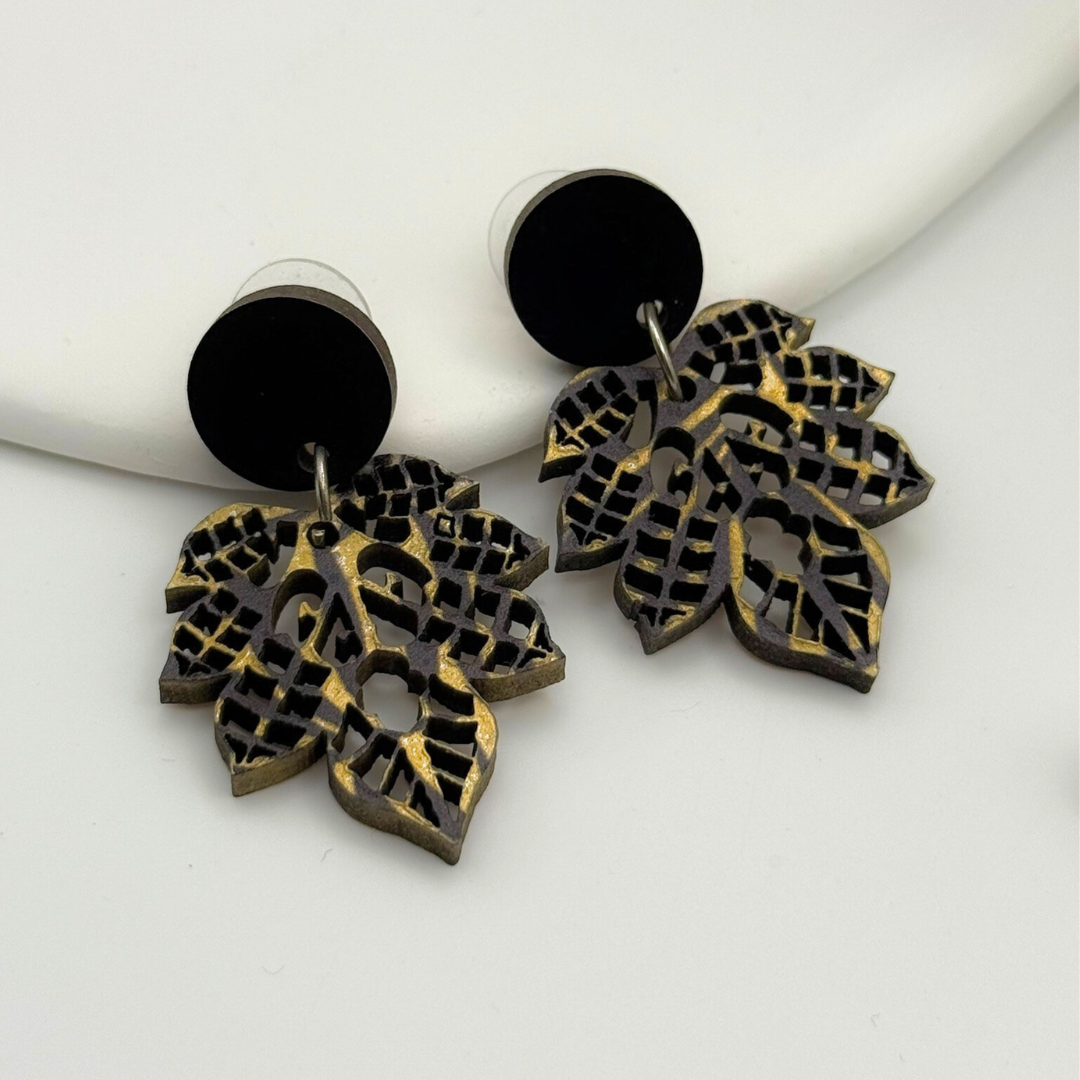 Pendientes Artesanales de madera - Hojas