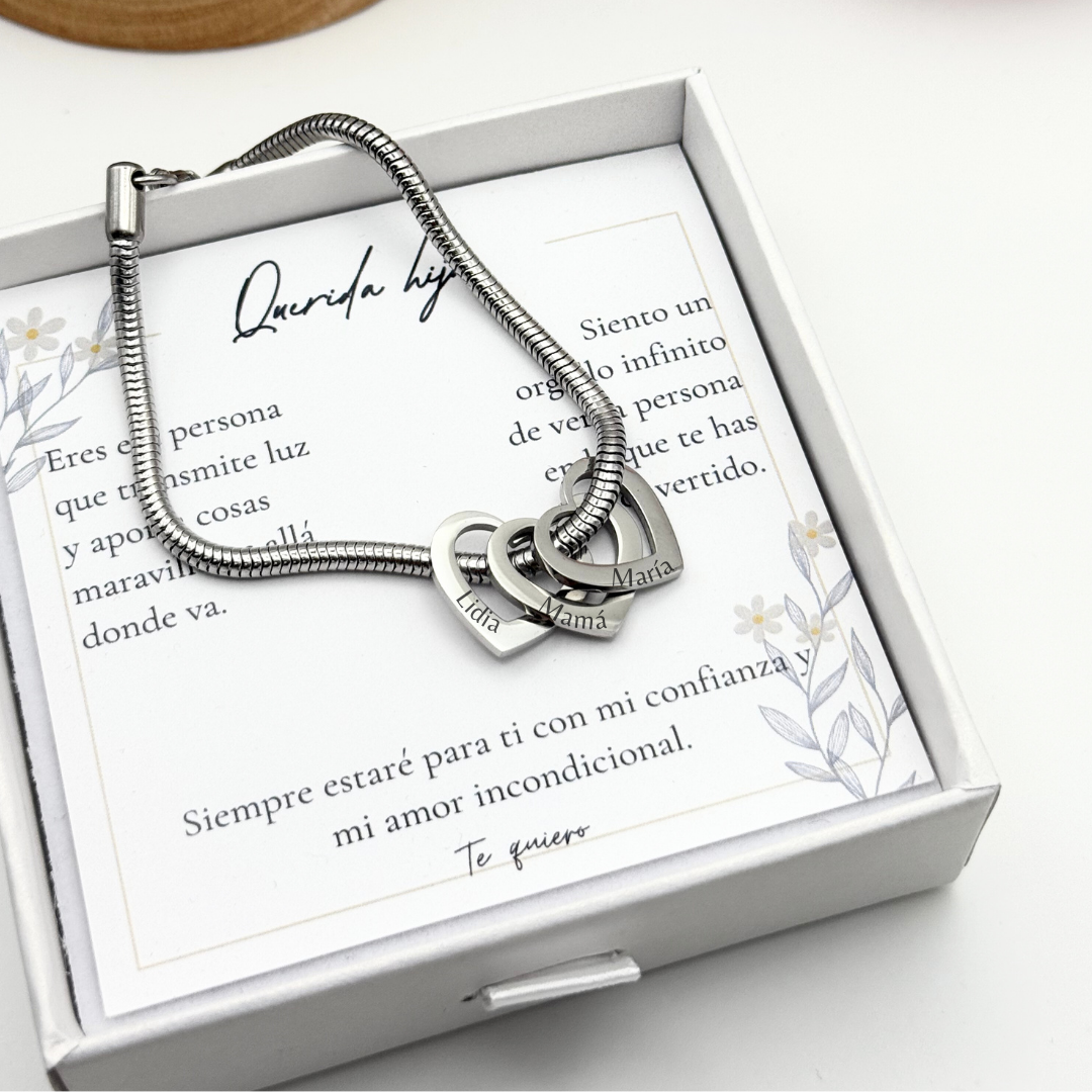 Pulsera Corazones Grabados