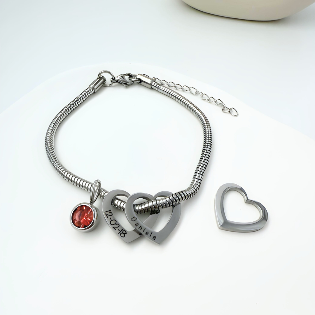 Pulsera Corazones Grabados