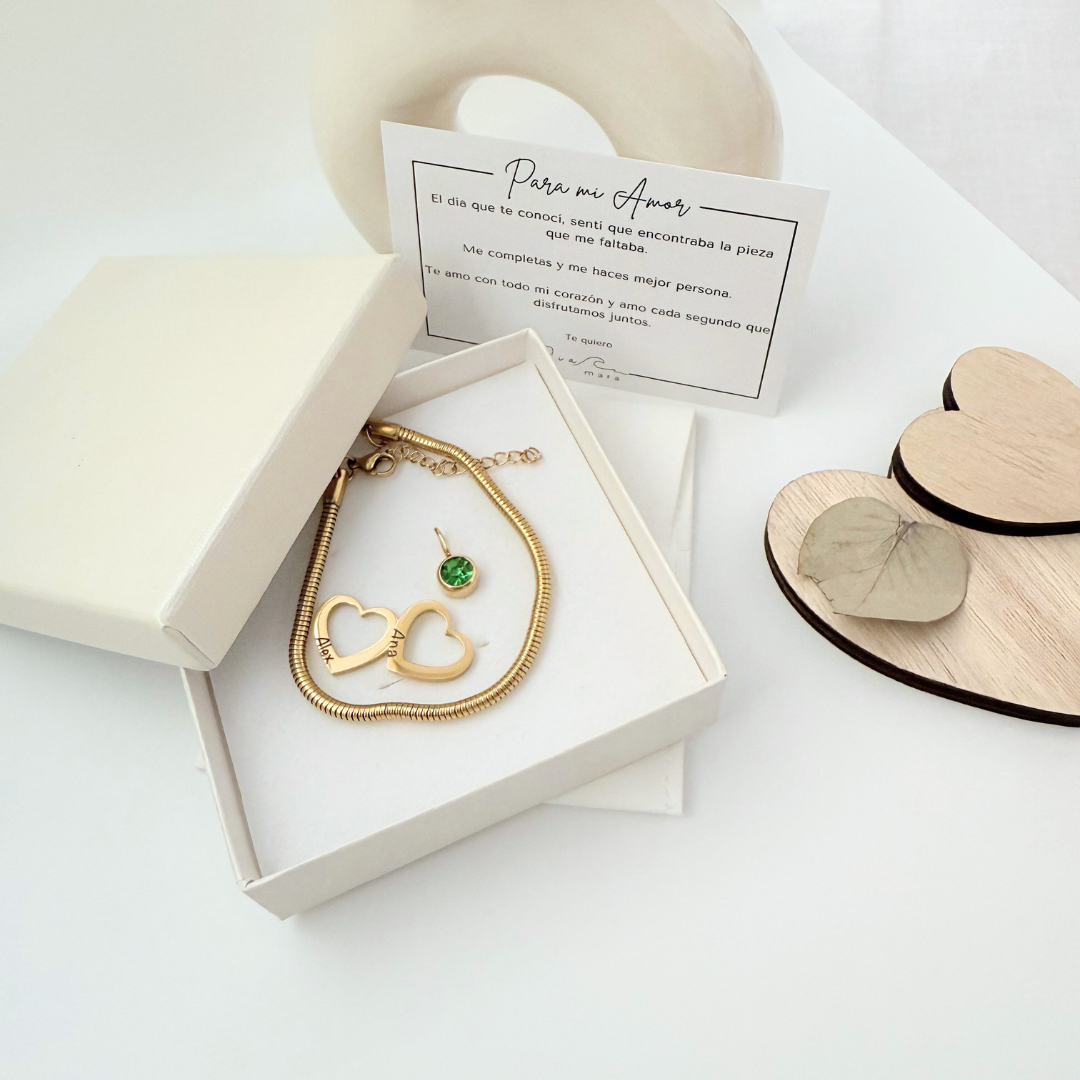 Pulsera Corazones Grabados