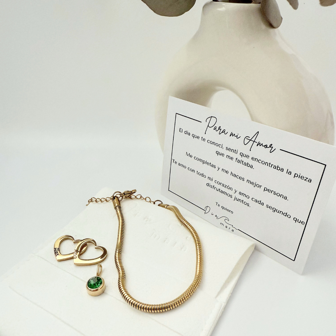 Pulsera Corazones Grabados