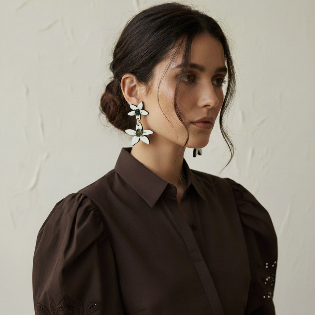 Pendientes Artesanales de madera - Flor