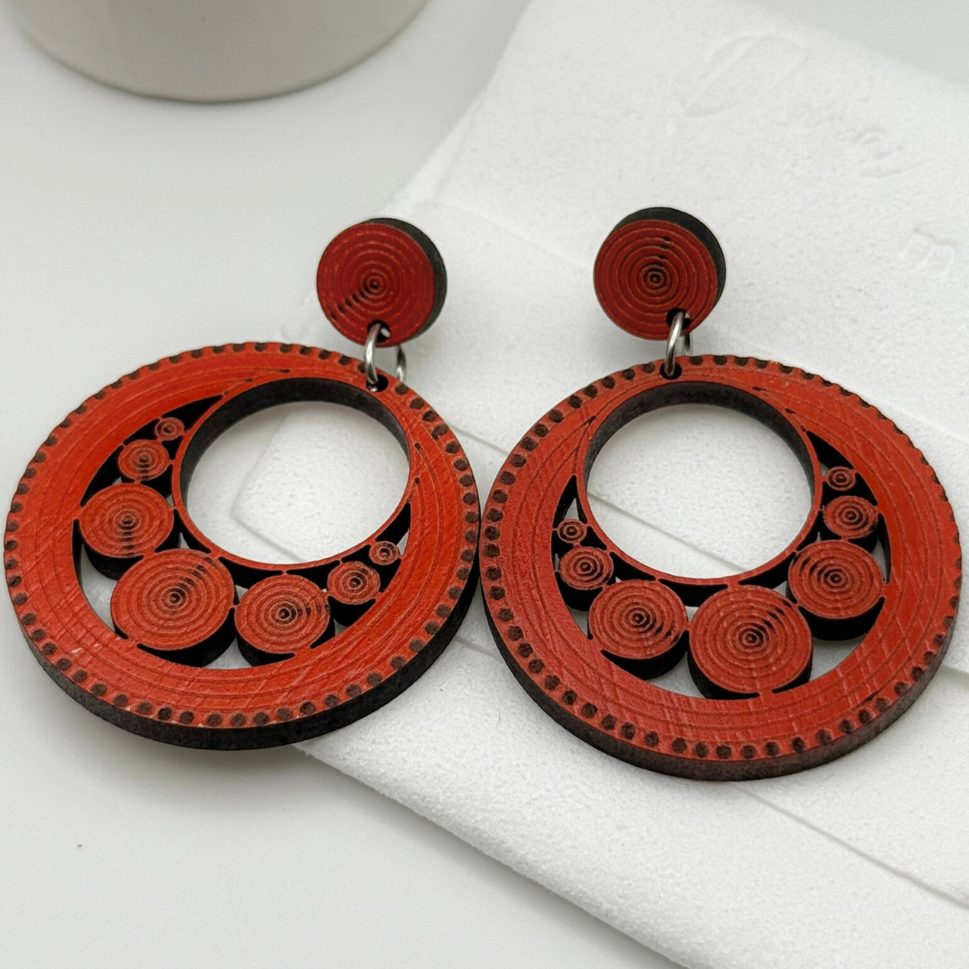 Pendientes Artesanales de madera - Aros